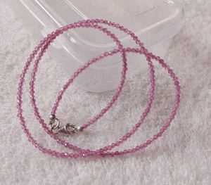 AA Super Tiny Natural Pink Tourmaline Faceted Bead Necklace, 2mm Pink Tourmaline - Picture 1 of 5