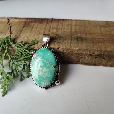 Colgante de piedras preciosas turquesa natural plata de ley 925 colgante único PG7241 Foto 1 de 4