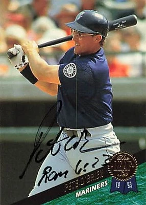 1993 Leaf #412 Pete O'Brien Mariners Signed Auto *L417 - Image 1 of 2