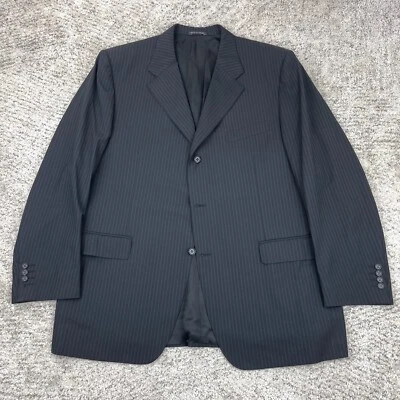 Canali Jacket 48R 58IT Wool Suit Pinstripe Black Three Button Made In Italy GUC - Image 1 of 4
