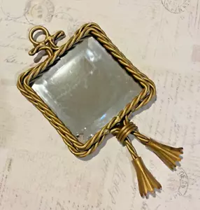 VINTAGE Hollywood Regency Gold Beveled Mirror Twisted Rope Hanging - Picture 1 of 4