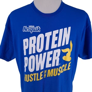 Nestle Nesquik blau Promo T-Shirt Erwachsene XL Protein Power Hustle für den Muskel - Bild 1 von 6