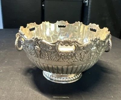 Plato de caramelo de nuez de colección pedestal perforado soporte plateado pesado 5,5 x 3 Foto 1 de 4