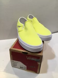 Vans Damen Asher Neon gelb/weiß Canvas Slipper Skateschuhe - Größe 7,5 neu mit Etikett - Bild 1 von 6