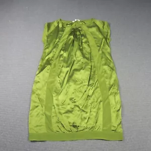 Lee Mathews Womens Shift Dress 3 or 12(AU) Green Pure Silk Satin Tunic Mini - Picture 1 of 9