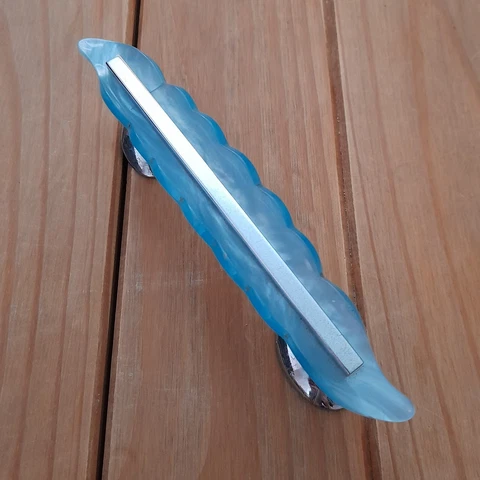 Vintage Retro Wilbec Pearlescent Blue & Chrome Door Pull Handle Cover