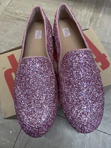 Fitflop Uk 7 Lena Brillo Mocasines Zapatos Planos Rosa Brillante - Imagen 1 de 11