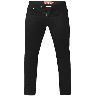 D555 Mens Claude Big Tall Slim Fit Stretch Jeans Trousers - Black