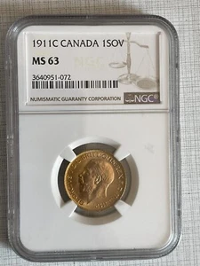 Canada 1911-C Sovereign Gold NGC MS 63 SKU# 1040 - Picture 1 of 2
