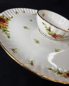 Royal Albert Old Country Roses Holiday Chip & Dip Set 2 piezas 12,75"/5" Inglaterra - Imagen 1 de 7