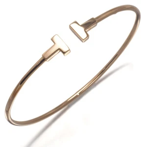 Auth Tiffany&Co. Bracelet Tiffany T Wire Narrow Bangle 18K 750 Rose Gold - Picture 1 of 4
