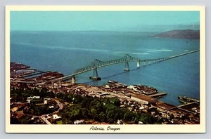 Postal de colección Astoria O vista aérea del puente Astoria Megler río Columbia - Imagen 1 de 3