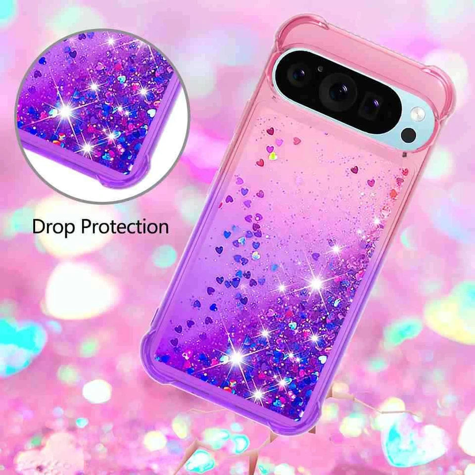 Bi-Colored Dynamic Case Liquid Glitter Bling Case Cover For Google Pixel 9 Pro