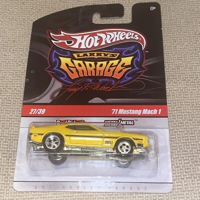 🔥HOT WHEELS LARRY'S GARAGE AMARILLO VARIACIÓN '71 MUSTANG MACH 1 FIRMA CHASE Foto 1 de 4