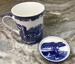 Blue Italian Mug And Coaster Set By Spode. Holds 12 Ounces. New. - Picture 1 of 12