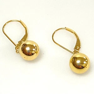 Pendientes colgantes vintage clásicos de bola de 8 mm de oro amarillo de 14K u914 - Imagen 1 de 5