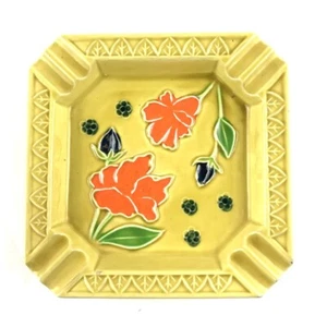 Vintage Ashtray, Japan, Yellow, Orange and Blue Flowers - Picture 1 of 2
