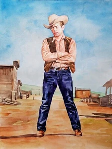 11.69 × 15.75" James Dean ~Young Legend~ watercolor SIGNED & DATED - Picture 1 of 1