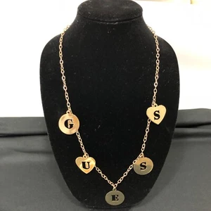 GUESS 27" GOLD TONE GUESS LETTERS CHARM NECKLACE NWT - Picture 1 of 5