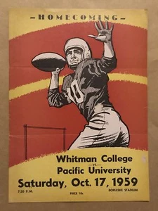 WHITMAN PACIFIC UNIV COLLEGE FOOTBALL PROGRAM - 1959 - EX - Picture 1 of 1