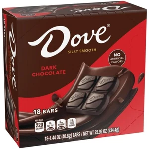DOVE Candy Dark Chocolate Bars, Full Size, 1.44 oz (Pack of 18) Box - Picture 1 of 6