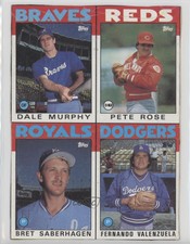 1986 Topps Wax Box Bottom Complete Panel Dale Murphy Pete Rose Bret Saberhagen