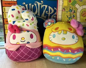 (2) Squishmallows Hello Kitty Kaiju, 8"; Hello Kitty & Melody, Spruzzi SENZA ETICHETTE - Foto 1 di 9