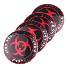 Produktbild - 4 Nabendeckel Aufkleber Sticker Zombie Logo Radkappen rot Emblem Evil Lara 56mm