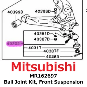 【NEW】 Mitsubishi Genuine Delica L400 Ball Joint Kit, Front Suspension MR162697 - Picture 1 of 1