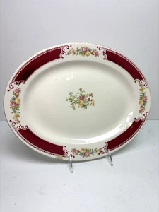 Homer Laughlin M42N6 1944 Borgoña Bretaña majestuoso plato ovalado de cerámica rosa - Imagen 1 de 12
