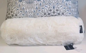 Faux Fur Bolster In Ivory 5" x 17" Full Zip & Duck Feather Filled, Magaschoni - Picture 1 of 1