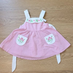 Vintage Little Bitty Floral Baby Mädchen Kleid Gingham 2T kariert rosa weiß - Bild 1 von 9