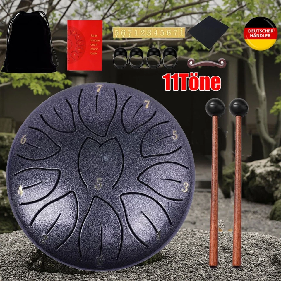 MARKENLOS 6" Stahlzungentrommel Regenglockenspiel Regentrommel Instrument für draußen DE