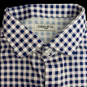 Collars & Co Poloshirt Herren L blau lila kariert Golf Preppy Dress Kragen NEU - Bild 1 von 8