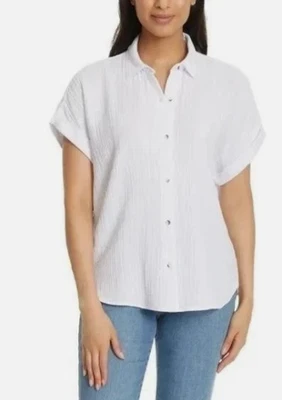 Top de gasa manga corta Jessica Simpson para mujer, blanco, XXL Foto 1 de 2