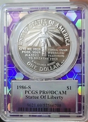 1986 S $1 Statue of Liberty Silver Commemorative Dollar PCGS PR69DCAM - Image 1 of 2