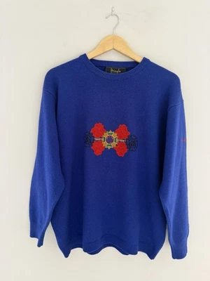 Pringle of Scotland Vintage 100% Pure New Wool Blue Crew Neck Jumper SizeLarge - Image 1 of 4