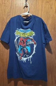 Boys Size 14/16 Marvel Navy Blue Graphic Spider-Man Short Sleeve Shirt - Picture 1 of 2