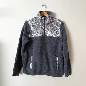 Vera Bradley Teddyfleece-Pullover mit 1/2-Reißverschluss blau Paisley Damengröße Small - Bild 1 von 9