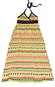 Girls vtg MIS-TEE-V-US boutique maxi dress 7 8 yellow polka dot cotton knit 90s - Picture 1 of 5