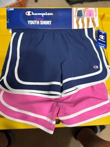 Neu mit Etikett Champion Jugend 2er-Pack Shorts, Größe: L-14/16, pink & marineblau - B5 - Bild 1 von 3