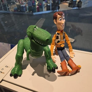 Disney Pixar Toy Story Talking Rex & Pull String Woody Thinkway Toys - Untested - Picture 1 of 14
