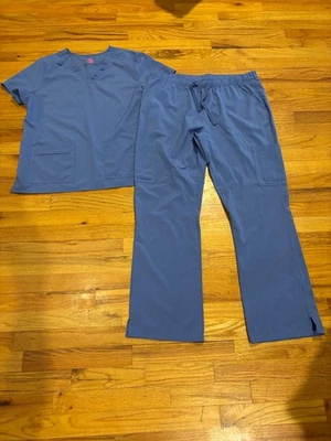 Womens Natural Uniforms pants outfit size L blue short sleeve Cool Stretch - Image 1 of 2