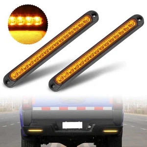 2X LED Yellow 10in Truck Trailer Tail Light Brake Turn Signal Stop Running Strip - Picture 1 of 9