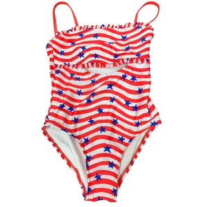 New Cat & Jack Girls Small (6/7) Keyhole Front USA Stars Stripes 1PC Swimsuit - Picture 1 of 3