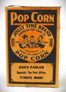 Vintage Werbebox Pop Corn Jolly Time Marke von Don's Parlor Plymouth IN - Bild 1 von 9