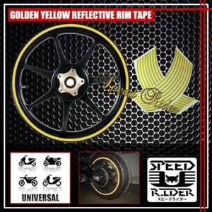 YELLOW REFLECTIVE RIM TAPE WHEEL STRIPE TRIM AUTO BIKE BICYCLE DECAL 16 17 18 19 - Picture 1 of 1