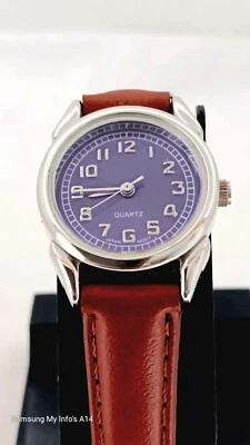 Leisure назад во времени женские часы коричневый группы фиолетовый циферблат новый аккумулятор.  - Изображение 1 из 4