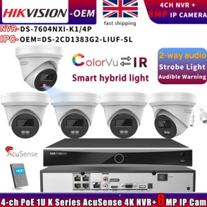 Hikvision OEM 8MP 2-Way Audio Color IP Camera+DS-7604NXI-K1/4P CCTV Systems Lot - Picture 1 of 23