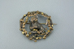 Magnifique ancienne broche porte montre au lion en bronze, superbe travail. - Picture 1 of 8